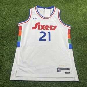 Joel Embiid Philadelphia 76ers Nike Jersey Youth Large NWT City Edition White